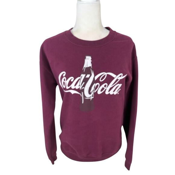 Coca Cola Sweatshirt Womens Size S Burgundy Retro Vintage Classic Y2K Crew - Picture 7 of 12